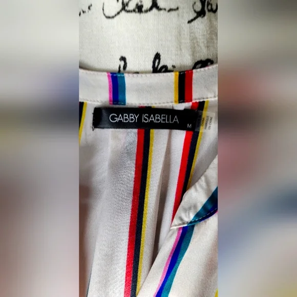 Gabby Isabella Colorful Floral Striped Wrap Dress - Picture 8 of 8